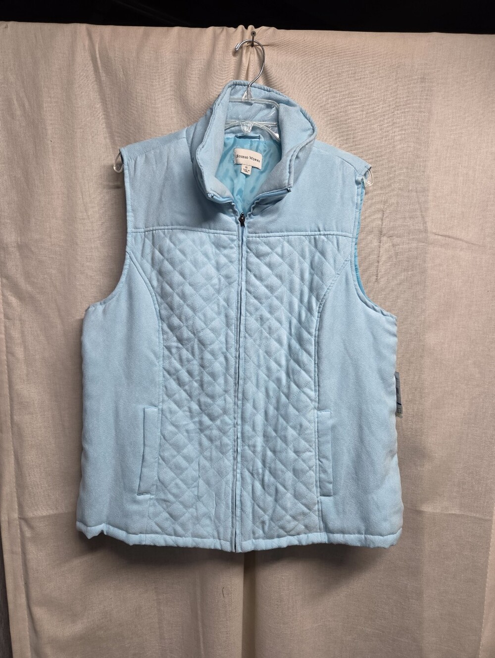 Studio Works Light Blue Quilted Fleece Vest